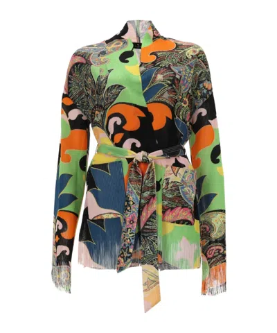 Etro Paisley-print Fringed-edge Cardigan In Multi