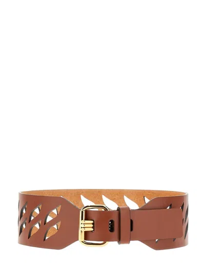 Etro Penworked Motif Leather Belt In Brown