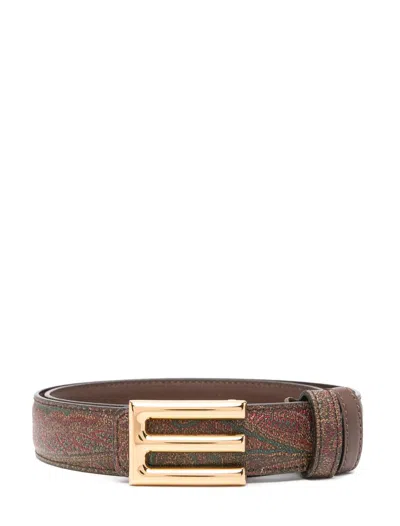 Etro Belts Brown In Gold