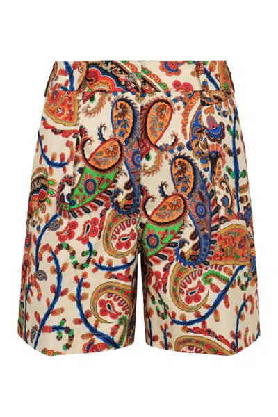 Etro Bermuda In Printed Cotton In Multi
