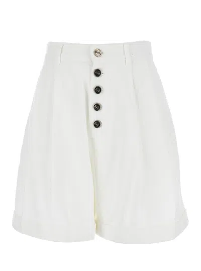 Etro High-waist Cotton Bermuda Shorts In White