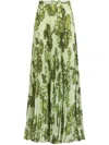 BERRY-PRINT PLEATED MAXI SKIRT