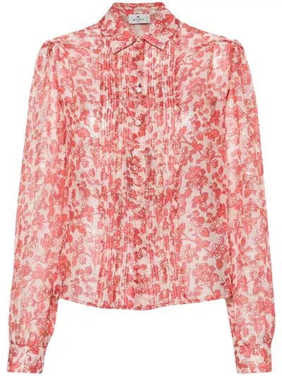 Etro Berry-print Silk Shirt In Rosa
