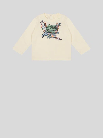 Etro Embroidered T-shirt For Babies In Grey