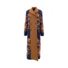 Etro Bi-material Double-breasted Long Coat In Brown