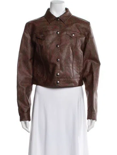 Pre-owned Etro Biker Jacket W/ Tags In Burgundy