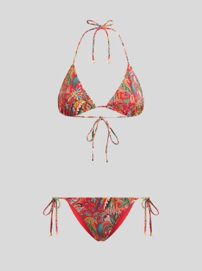 Etro , Bikini Mit Paisley-foliage-muster, Damen, Rot, Grösse Xl In Red