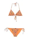 Etro Paisley-print Triangle Bikini In Orange
