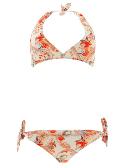 Etro Bikini With Paisley Print Costumes White