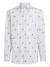 Etro Archive Tie Cotton Jacquard Shirt In White