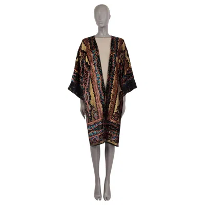 Pre-owned Etro Black & Gold Lace Trim Open Velvet Topper Coat Jacket Os