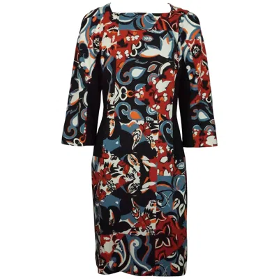 Pre-owned Etro Black And Multi Floral Silk Print Three Quarter Sleeve Dress