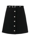 Etro Wool & Viscose Twill Belted Mini Skirt In Black