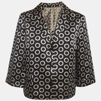Pre-owned Etro Black Circle Print Satin Button Up Jacket L