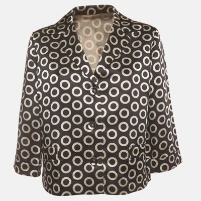 Pre-owned Etro Black Circle Print Satin Button Up Jacket L