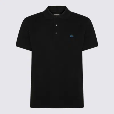 Etro Straight Cut Polo Shirt Short Sleeves In Black