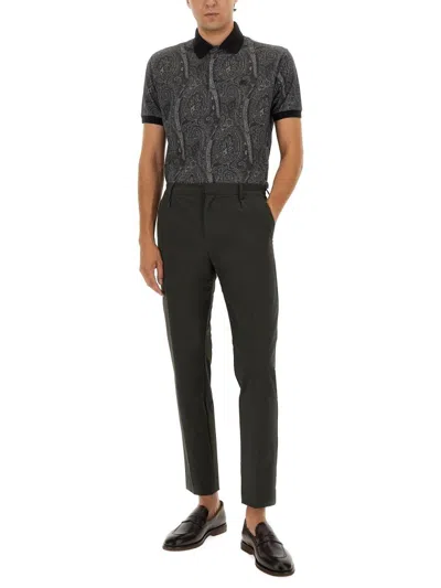 Etro Black Cotton Polo Shirts