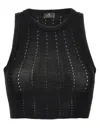 Etro Black Crop Top With Knitted Design And Openwork Detail In Black