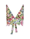 Etro Black Crop Top With Bouquet Print In Multicolour