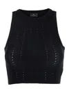Etro Black Crop Top With Knitted Design And Openwork Detail In Black