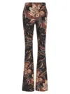 Etro Flared Leg Floral Pattern High Rise Pants In Black