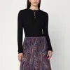 Etro Black Hooded Sweater In Silk Blend In Gray