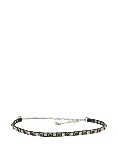 Etro Black Leather Belt In Pattern