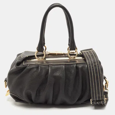 Pre-owned Etro Black Leather Pleated Shoulder Bag