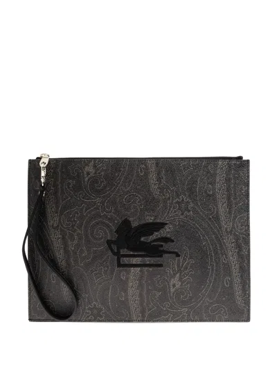ETRO ETRO BLACK LEATHER POUCH SLG