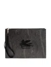 Etro Paisley Clutch Bag Rectangular Shape Wrist Strap In Gray