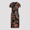 Etro Floral Embroidered Midi Dress With Short Sleeves In Black
