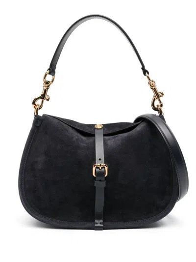 Etro Black Pony Medium Shoulder Bag In Blue