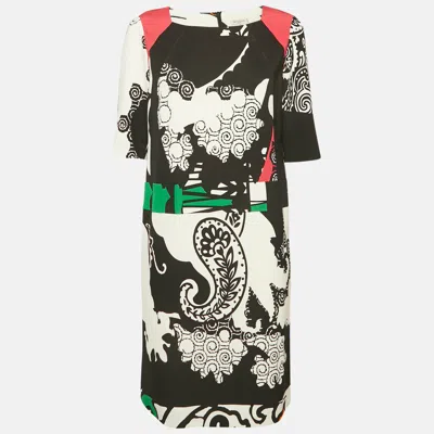 Pre-owned Etro Black Printed Jersey Short Dress L