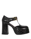 ETRO BLACK PRINTED LEATHER MARY JANE PLATFORM SANDALS