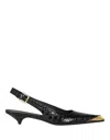 Etro , Printed Leather Slingbacks, Woman, Black, Size 39 In Black