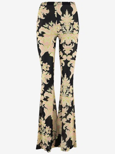 Etro Black Printed Pants In Multi