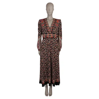 Pre-owned Etro Black Red Polyester 2021 Santa Barbara Floral Midi Dress 44 L