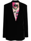 Etro Black Single-breasted Blazer With Floral Lining In Black