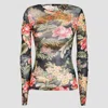 Etro , Tulle Top With Print, Navy Blue, Size 48 In Stampa F.do Blu