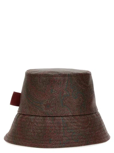 ETRO BLACK VERSION PAISLEY BUCKET HAT IN RED