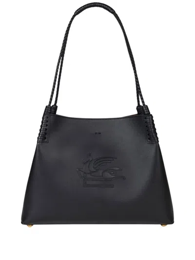 Etro Black Vitello Leather Shoulder Bag