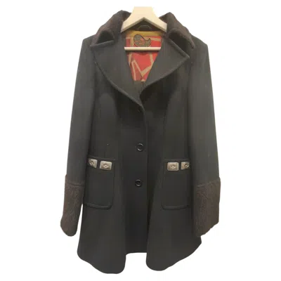 Pre-owned Etro Black Wool Alpaca Coat Size 46