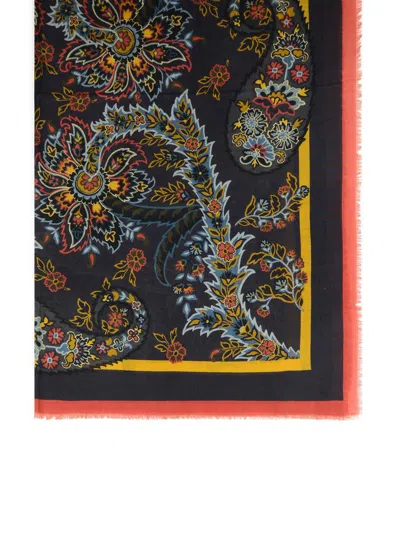 Etro Black Wool Blend Scarf Women