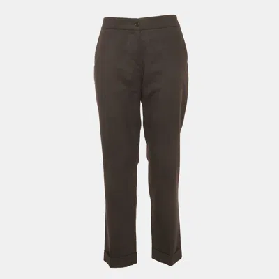 Pre-owned Etro Black Wool Straight Fit Trousers M