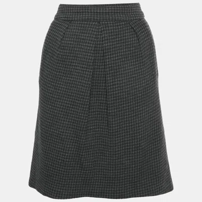 Pre-owned Etro Black/grey Houndstooth Wool Pencil Skirt M