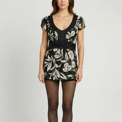 Pre-owned Etro Black/light Beige Floral Print Tops M