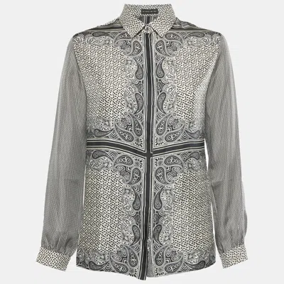 Pre-owned Etro Black/white Paisley Print Silk Shirt M