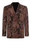 Etro Floral Printed Double Breasted Blazer In Red
