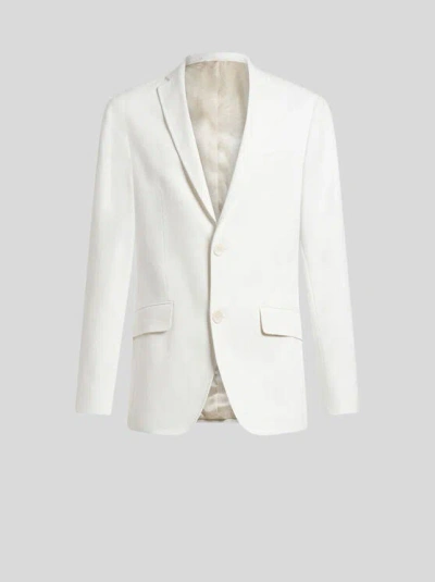 ETRO , COTTON JACQUARD BLAZER, MAN, WHITE, SIZE 52