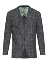Etro Single-breasted Checked Jacket In Blue
